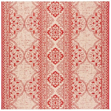 Safavieh 4 x 4 ft. Beach House Power Loomed Square Area Rug Red & Creme BHS174Q-4SQ